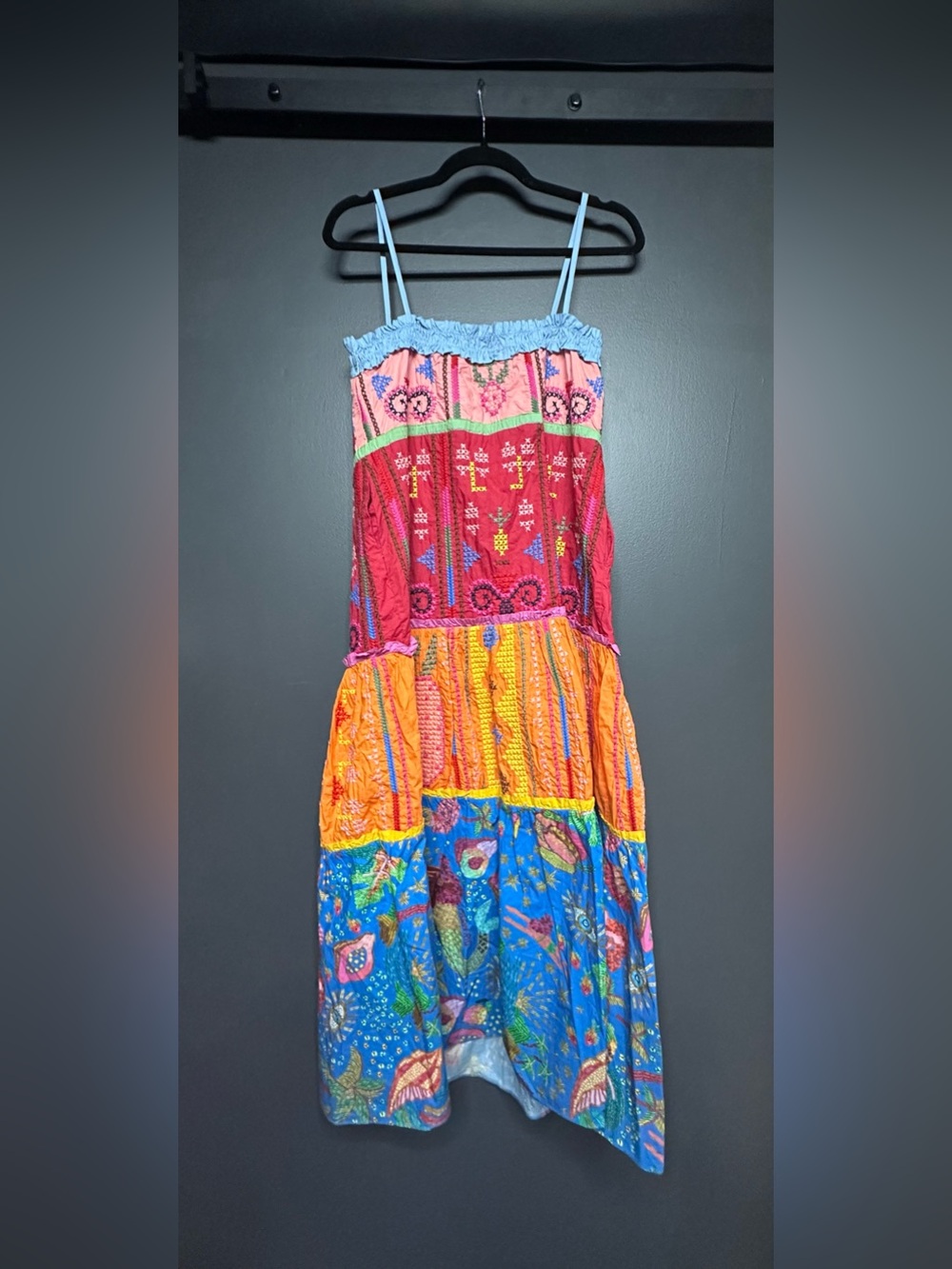 NWOT FARM Rio Color Blocking Embroidered Maxi Dress S - Picture 6 of 6